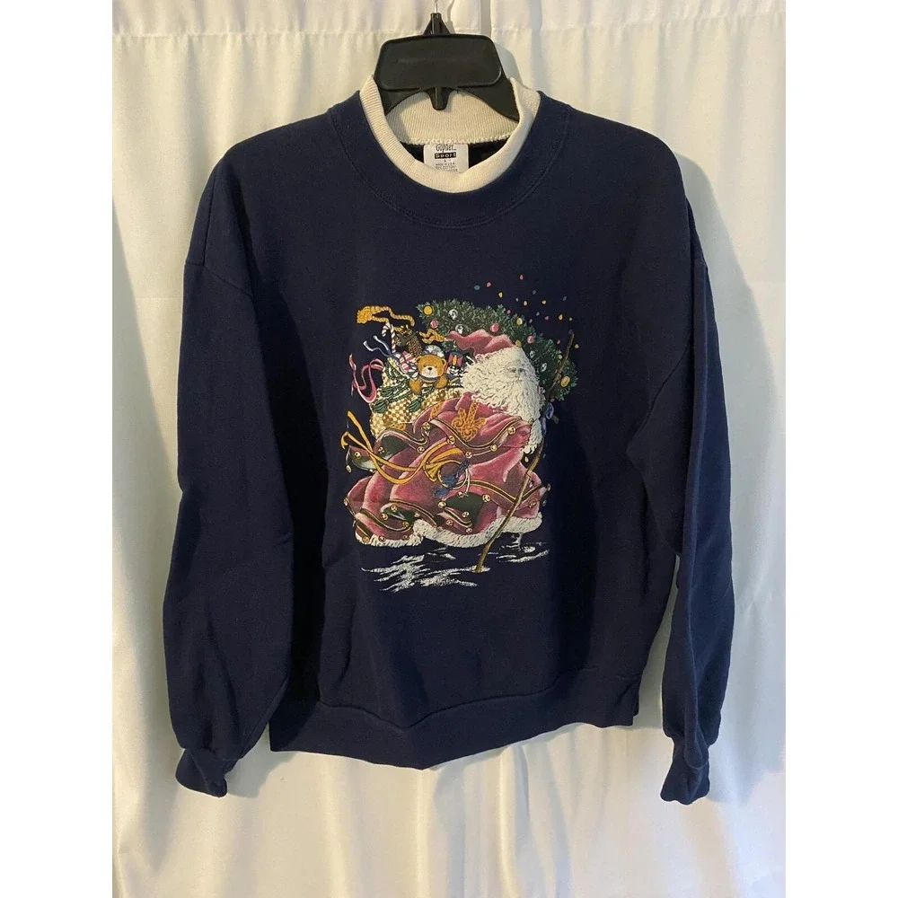 Vintage Santa Claus St Nick Christmas Sweatshirt Large‎ Made in USA